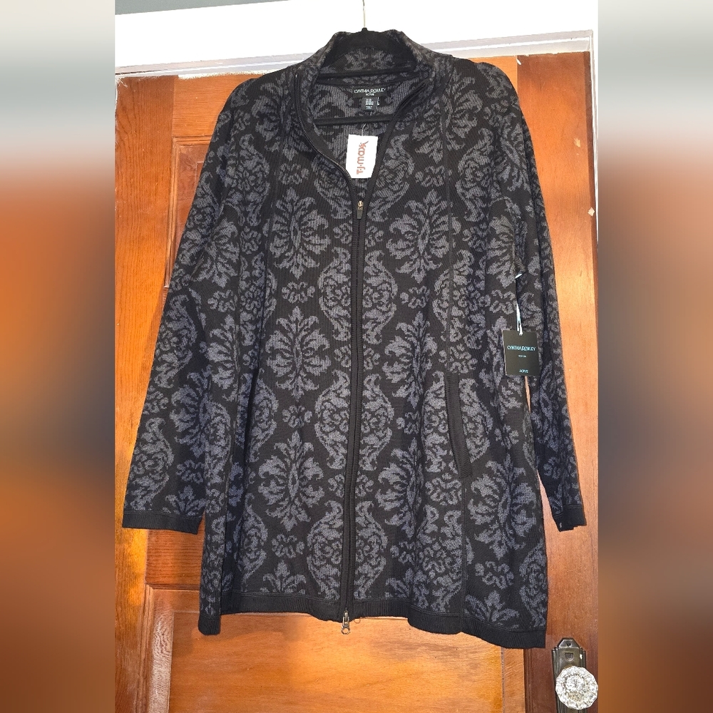 Cynthia Rowley Black and Gray Paisley Jacket